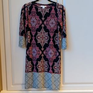London Times print sheath dress